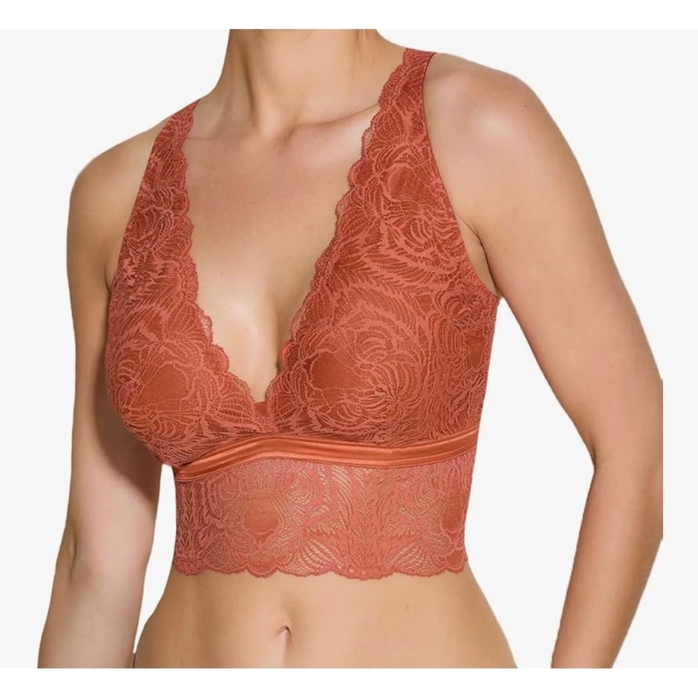Cosabella Never Say Never Curvy Plungie Longline Bralette Sahara Orange Small S